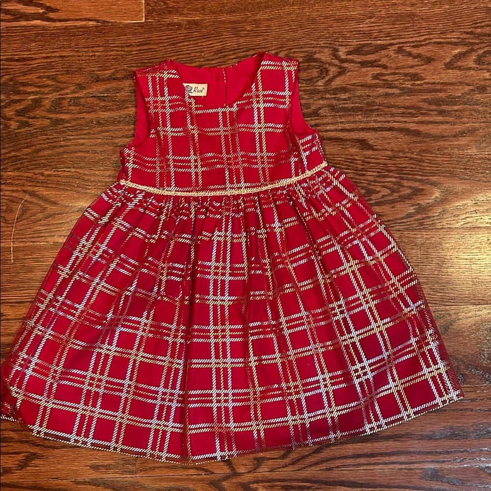 Stylish Red Plaid Kids Dress